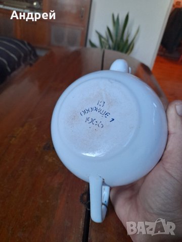 Стар емайлиран чайник #55, снимка 6 - Антикварни и старинни предмети - 43398684