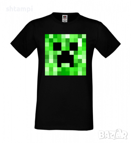 Мъжка тениска Creeper Face 2,Minecraft,Игра,Забавление,подарък,Изненада,Рожден Ден.