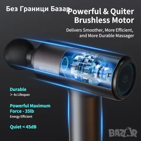 Нов Масажен пистолет arboleaf, 6 скорости, 5 глави за дълбок масаж, снимка 3 - Масажори - 47652408