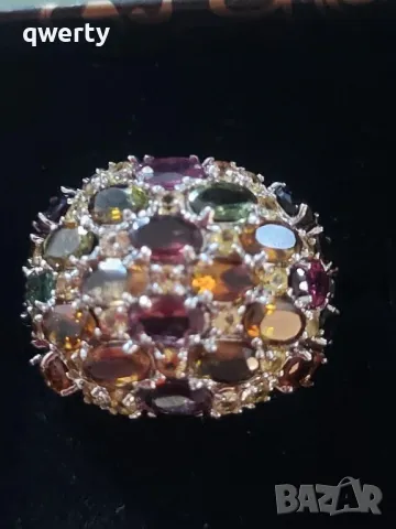 нов сребърен пръстен с турмалини