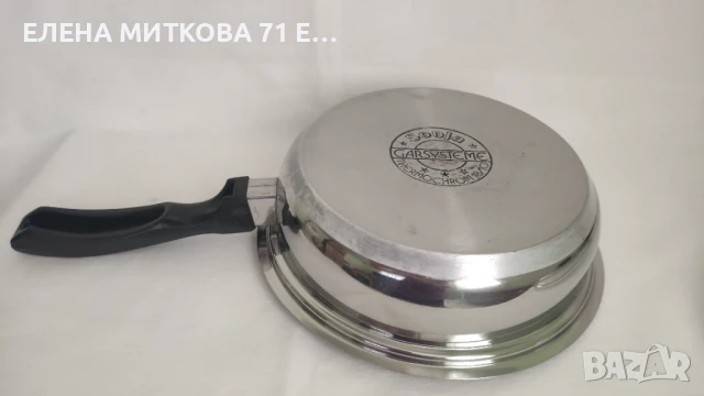 Среден масивен дълбок тиган от неръждаема стомана с двойно дъно, снимка 3 - Съдове за готвене - 51397387