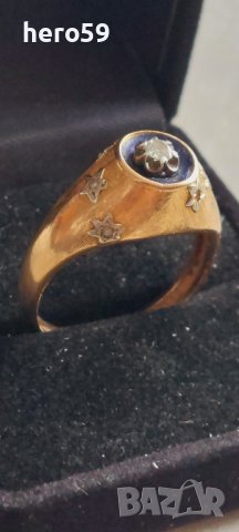 Златен 18к пръстен с Брилянт 0.15 карата, снимка 2 - Пръстени - 43030710