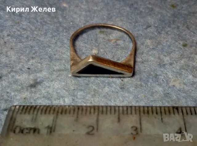 СТИЛЕН СРЕБЪРЕН ПРЪСТЕН СРЕБРО ВИСОКА ПРОБА с ШЛИФОВАН ЧЕРЕН ОНИКС РЪЧНА ВИНТИДЖ АРТ РАБОТА 31188, снимка 2 - Пръстени - 49148716