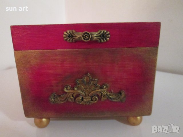 винтидж кутийка  в червено за бижута-hand made, снимка 3 - Подаръци за жени - 43303081