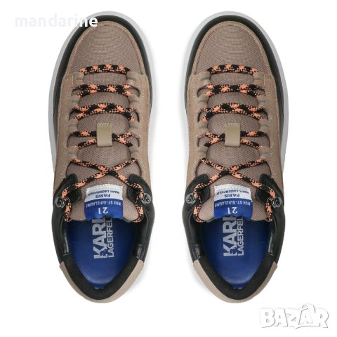 KARL LAGERFELD № 42 🍊 Мъжки кожени спортни обувки "BLACK & BEIGE" нови с кутия, снимка 4 - Спортно елегантни обувки - 43024137
