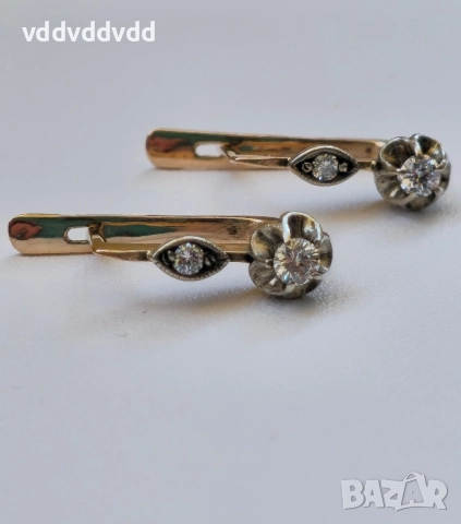 СССР златни обеци с Якутски Диаманти , снимка 11 - Обеци - 51813351