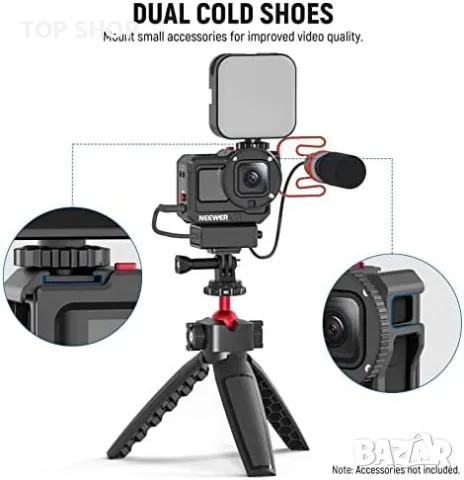 Нов Комплект видео клетка алуминиева кутия с микрофонен аудио адаптер, снимка 4 - Чанти, стативи, аксесоари - 49509535