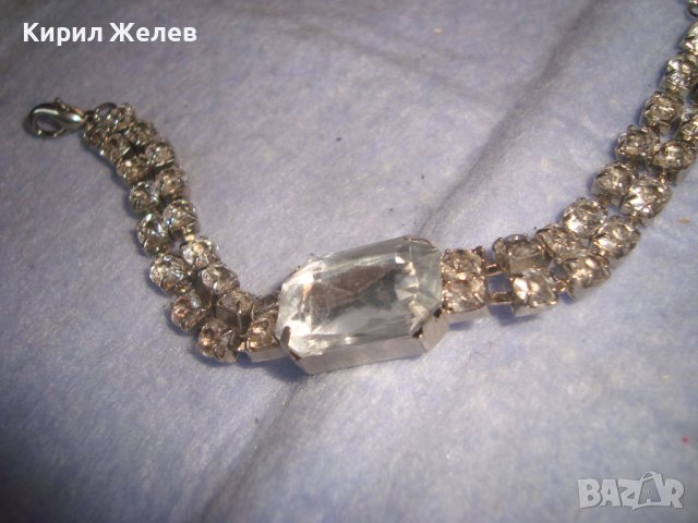 СРЕБРИСТА ВИНТИДЖ ГРИВНА с ФАСЕТИРАНИ БЛЕСТЯЩИ КРИСТАЛИ 7634, снимка 3 - Гривни - 37052939