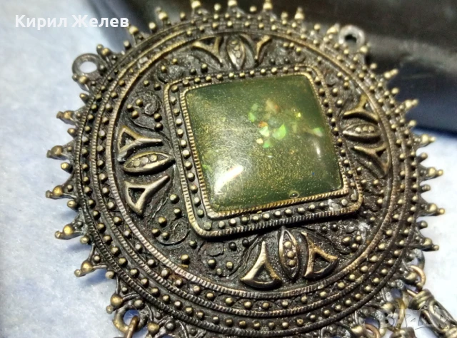 СТАР ЕМАЙЛИРАН БРОНЗОВ МЕДАЛЬОН РЕТРО ОРНАМЕНТИРАН с РОЗОВИ ПЕРЛИЧКИ 42388, снимка 9 - Антикварни и старинни предмети - 51255586