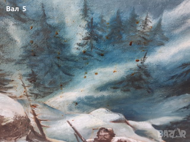 Стара голяма картина - масло ,платно - Хр. Ботев и четата му, снимка 8 - Картини - 42988442