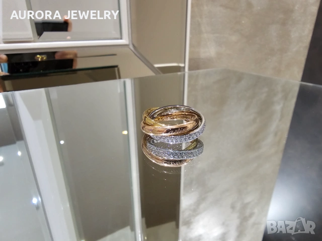 CARTIER Trinity Half Paved Classic Унисекс (Мъжки / Дамски) Пръстен, снимка 4 - Пръстени - 53170034