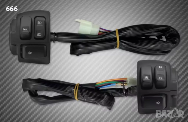 Контролни превключватели за кормило на мотоциклет, комплект ляво/дясно, алуминий, черен, 25 mm, снимка 6 - Части - 52879330