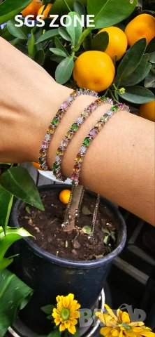 ГРИВНА ОТ СРЕБРО С МНОГОЦВЕТЕН ТУРМАЛИН