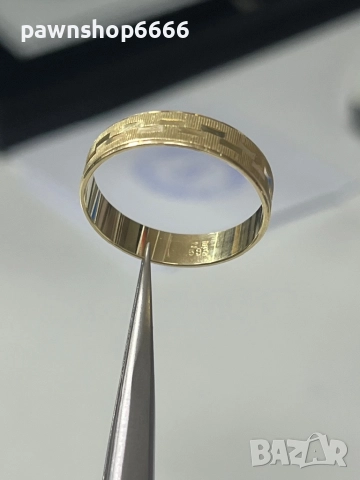 Златен пръстен 14К - Златна халка , снимка 5 - Пръстени - 52825011