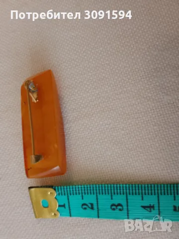 Стара позлатена руска брошка с кехлибар, снимка 4 - Антикварни и старинни предмети - 48691329