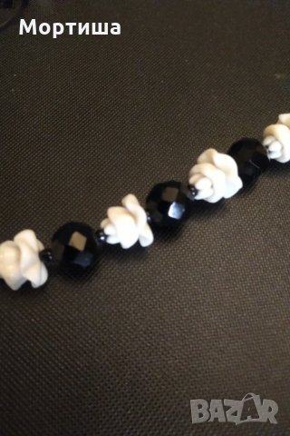 Ретро огърлица черен шпинел и бял оникс  НАМАЛЕНИЕ, снимка 4 - Колиета, медальони, синджири - 28810463