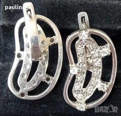 Два чифта / Масивни сребърни обеци с камъни, закопчаване английски клипс / проба 925 , снимка 5 - Обеци - 26738889