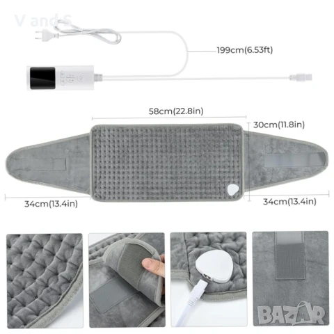 Нагряваш колан, 9 нива на нагряване, 4 настройки за време, бързо нагряване, идеална за гръ