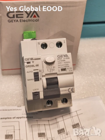 GEYA Tuya WiFi смарт ДТЗ AC тип, 2P 230V, 40/63A, 30/300mA, снимка 1