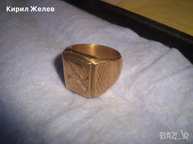СТАР ПОЗЛАТЕН БРОНЗОВ РЕТРО АРТ ДЕКО ПРЪСТЕН с ПЕЧАТИ 18К 750 за КОЛЕКЦИЯ МАЙСТОРСКА ИЗРАБОТКА 24260, снимка 17 - Антикварни и старинни предмети - 37395518