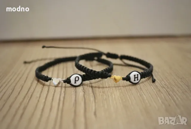 Ръчно плетени гривни със сърчице от неръждаема стомана, снимка 1