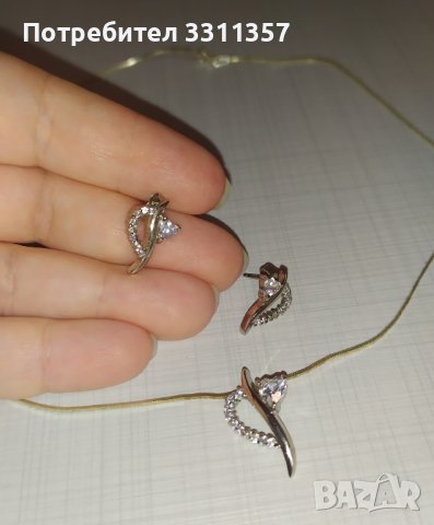 Сребърен комплект - колие, висулка и обеци, снимка 4 - Бижутерийни комплекти - 43059498