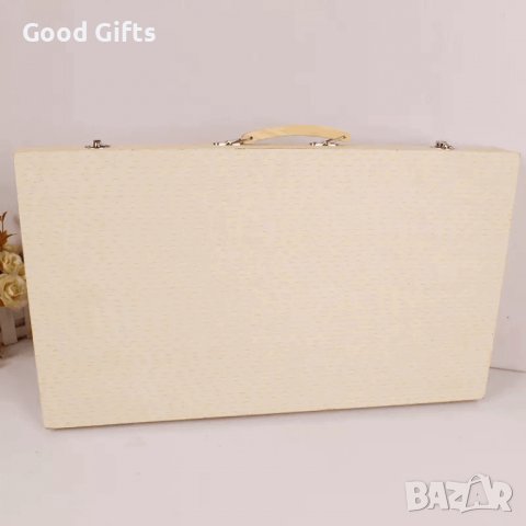 Арт комплект Дървен куфар 180 елемента , пастели, флумастри, водни боички, моливи, снимка 4 - Други - 39302704