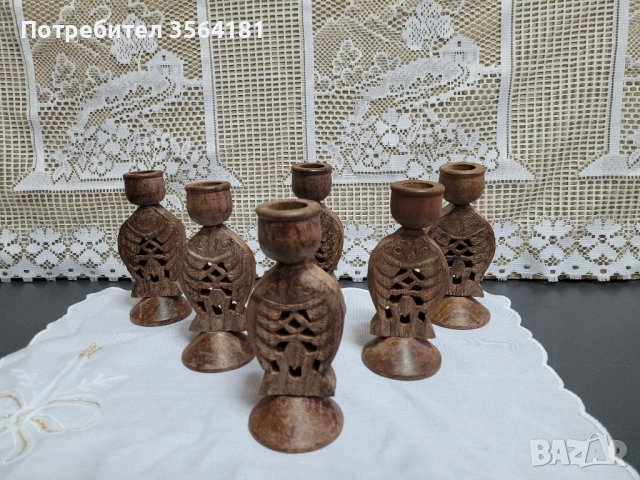 дървени свещници с формата на бухалче , снимка 1 - Други - 43838444