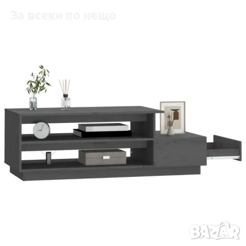 Кафе маса, сива, 120x50x40,5 см, борово дърво масив, снимка 7 - Маси - 48915116