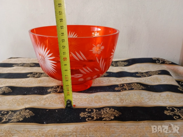 Стъклена купа тип бохемия, снимка 2 - Антикварни и старинни предмети - 52446233