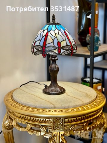 Настолна витражна лампа "Водно конче", снимка 5 - Настолни лампи - 39418647
