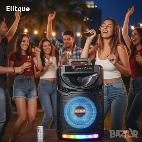 Bluetooth караоке колона с безжичен микрофон – 8,5″ говорител, LED светлини, снимка 4 - Друга електроника - 52820135