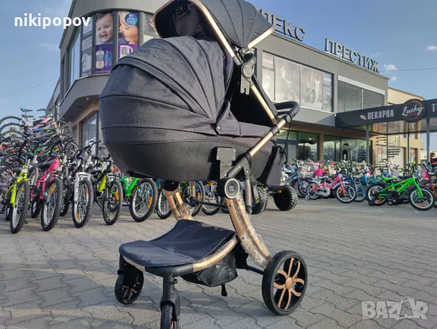 MONI Комбинирана детска количка 2 в 1 POLLY черен, снимка 1