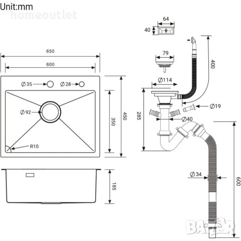 ПРОМОЦИЯ Кухненска мивка за вграждане AURALUM (KITCHEN SINK) 913258-06-JZF0614, снимка 4 - Аксесоари за кухня - 50685723