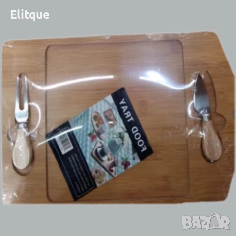 Бамбукова дъска с 2 прибора, снимка 4 - Други стоки за дома - 52853556