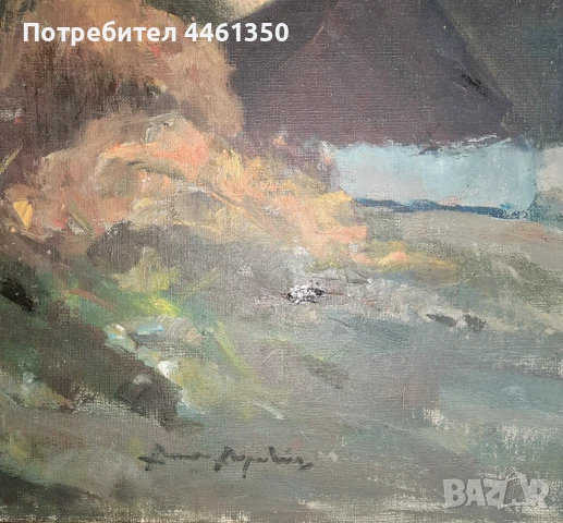 Стара картина пейзаж с ферма на худ. Arne Aspelin 1911-1990, снимка 2 - Антикварни и старинни предмети - 51152778