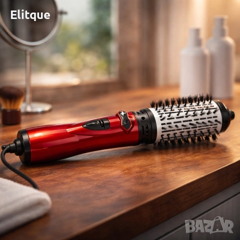 Професионална електрическа четка 3-в-1 за изправяне, къдрене и сушене, 1200W, автоматично въртене