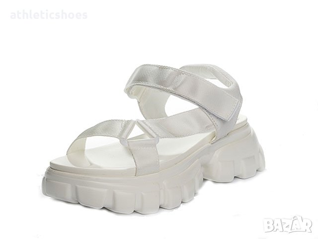 Дамски сандали на платформа в бяло-929-ПРОМОЦИЯ