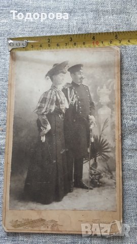 Картонена кабинетна снимка на царски офицер, снимка 4 - Антикварни и старинни предмети - 29069539