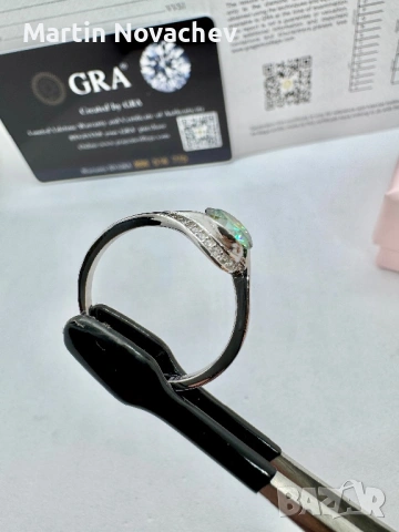 Сребърен пръстен с мойсанит (Диамант) 1 карат, снимка 10 - Пръстени - 53387421