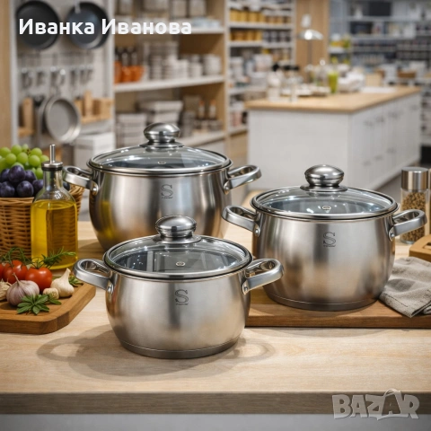 Комплект тенджери Swissgold EMMIE (SG-18099) – 3 броя с 5-слойно капсуловано дъно, снимка 3 - Съдове за готвене - 53057219