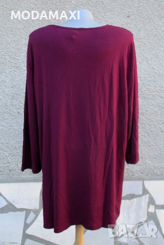 3XL Новa  блуза бордо с кристали , снимка 6 - Блузи с дълъг ръкав и пуловери - 40089563