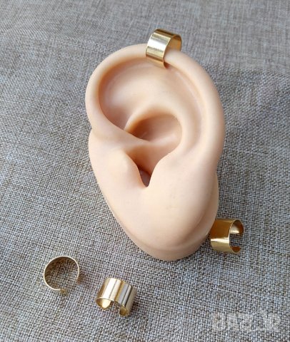 Унисекс обеца маншет -- 24-каратово златно покритие, снимка 5 - Обеци - 40005984