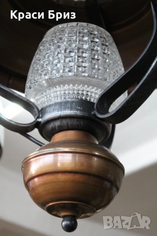 Абажур ковано желязо и месинг , снимка 2 - Лампи за таван - 32356631