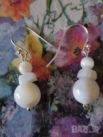Сребърни обеци със седеф, снимка 1