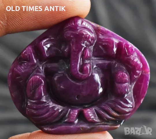 РУБИН 100% НАТУРАЛЕН 72,00 Cts резбован бог Ганеша , снимка 6 - Антикварни и старинни предмети - 47376661