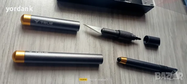 EDC комплект алуминиеви нож, отвертка и химикалка True, снимка 3 - Други спортове - 49336625