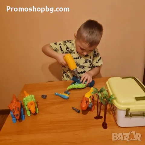 Динозаври за сглобяване 4 бр., винтоверт и отвертки, снимка 7 - Конструктори - 48475811