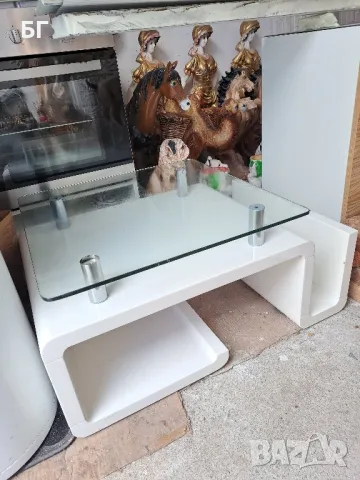 Холна маса с МДФ профил бял гланц и дебело стъкло!, снимка 2 - Маси - 48942764