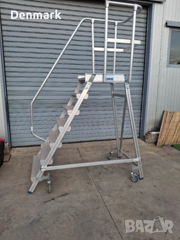 Алуминиева стълба с платформа и колела KRAUSE 1x7